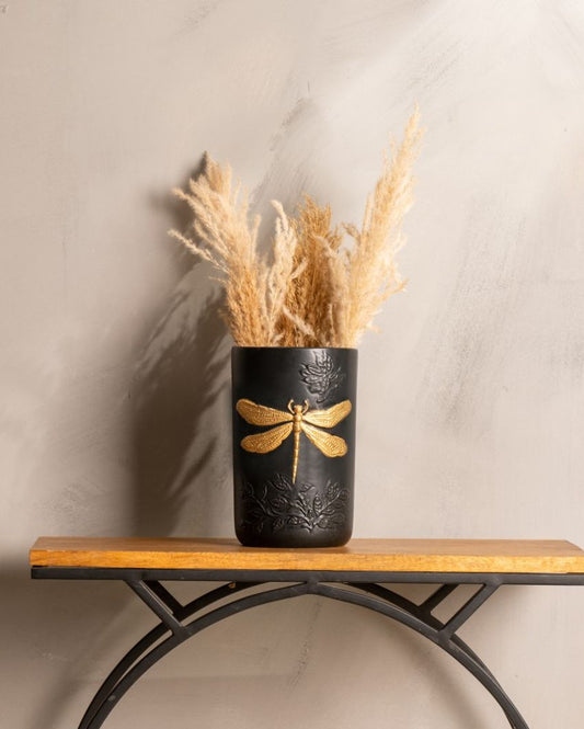 Dragonfly Ceramic Flower Vase | 9 inches
