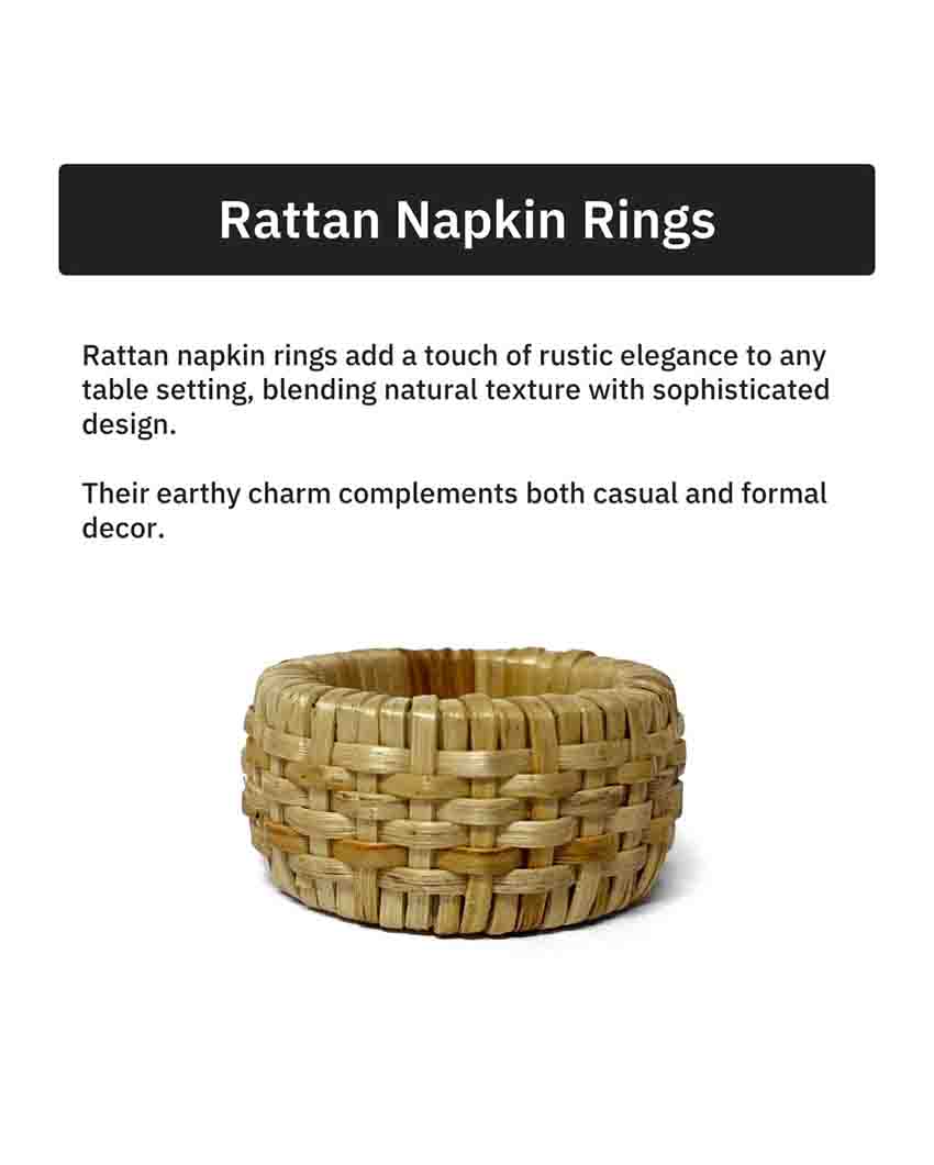 Rattan Napkin Rings Set Of 6