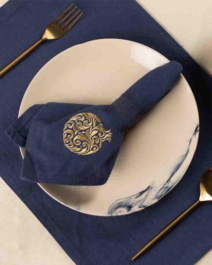 Regal Pomegranate Cotton Slub Napkins & Mats Combo Set Of 4