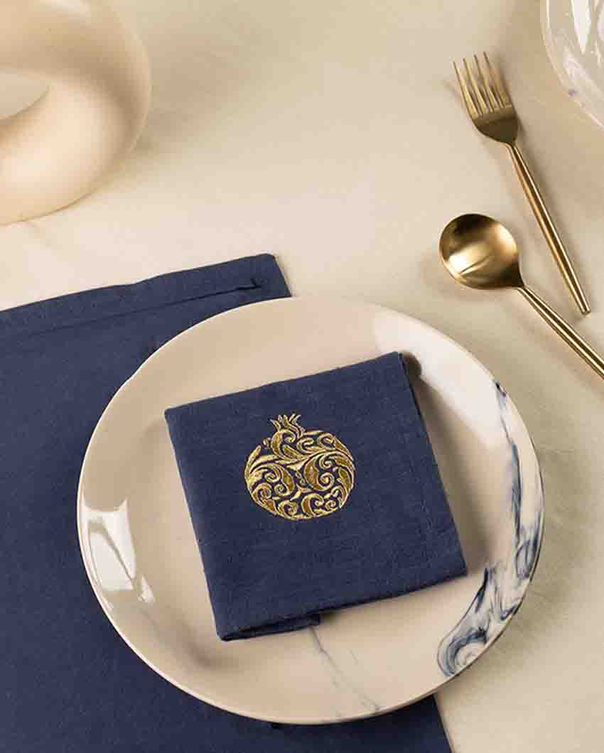 Regal Pomegranate Cotton Slub Napkins & Mats Combo Set Of 4