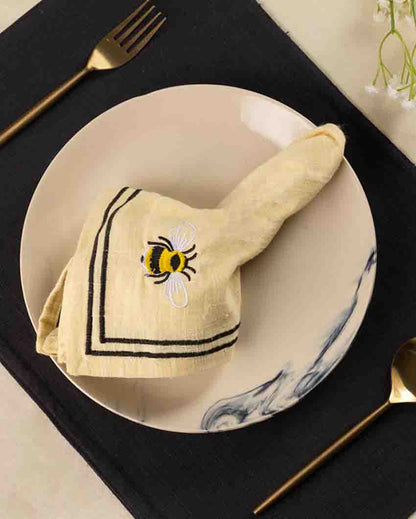 Bumble Bliss Cotton Slub Napkins & Mats Combo Set Of 4