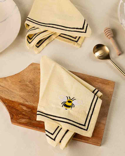 Bumble Bliss Cotton Slub Napkins & Mats Combo Set Of 6