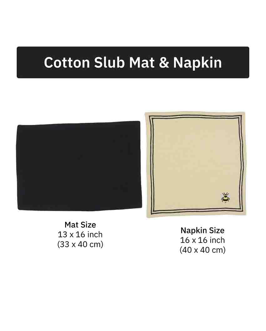 Bumble Bliss Cotton Slub Napkins & Mats Combo Set Of 6