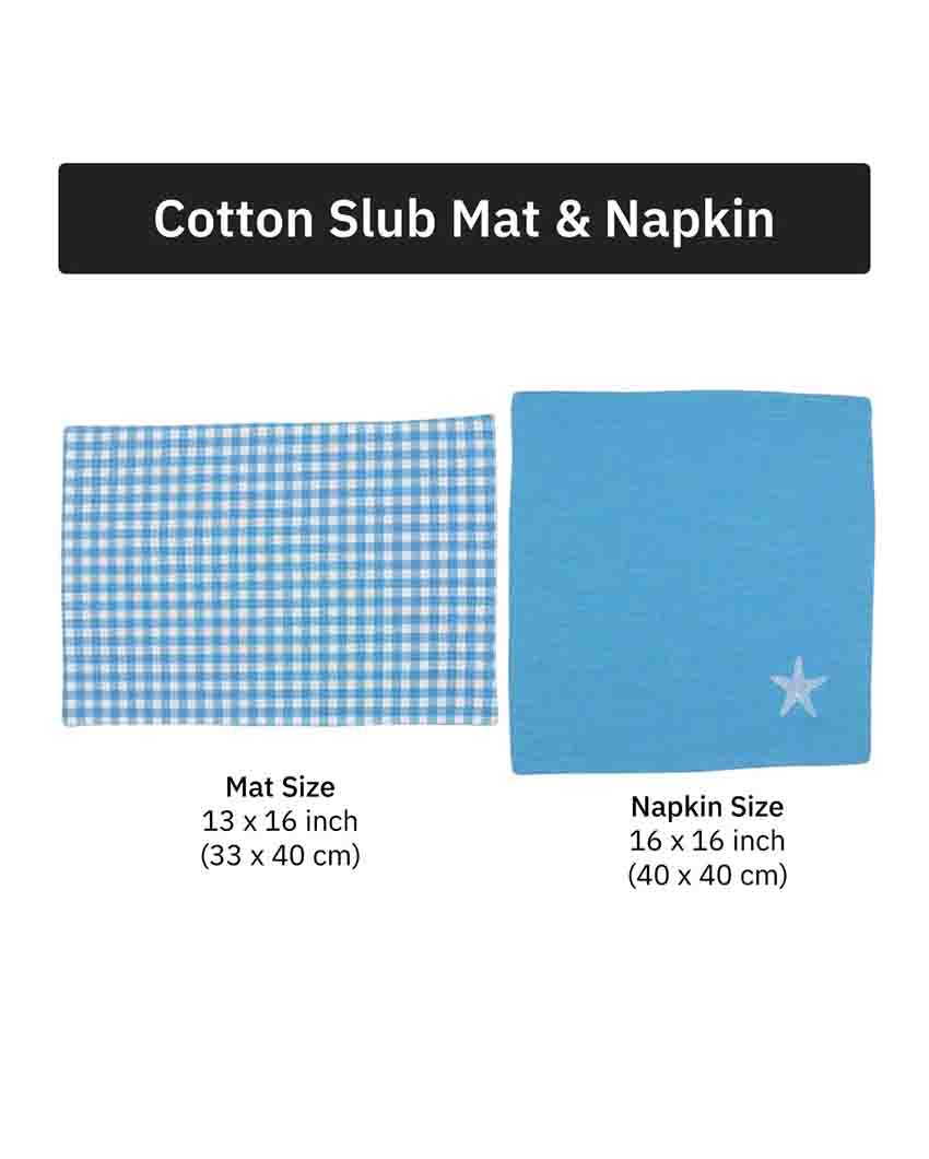 Starfish Soiree Cotton Slub Napkins & Mats Combo Set Of 6