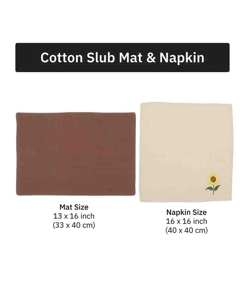 Amber Sunflower Cotton Slub Napkins & Mats Combo Set Of 6