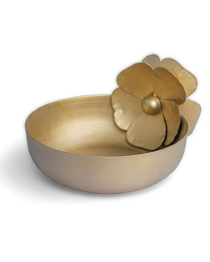 Unique Solo Blossom Decorative Iron Urli Bowl | 8 x 3 inches