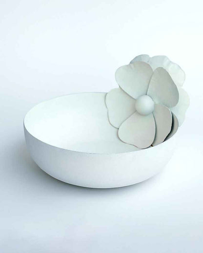 Unique Solo Blossom Decorative Iron Urli Bowl | 8 x 3 inches