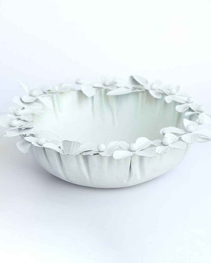 Charming Petal Wreath Decorative Iron Urli Bowl | 9 x 4 inches