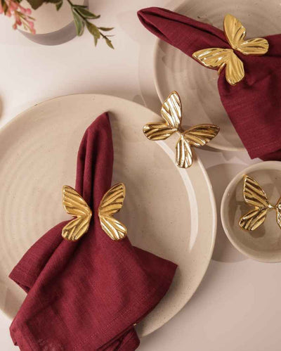 Sophisticated Golden Butterfly Napkin Rings Set | 2 x 2 inches