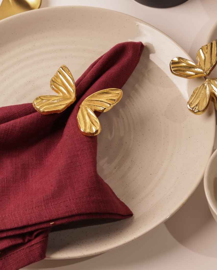 Sophisticated Golden Butterfly Napkin Rings Set | 2 x 2 inches