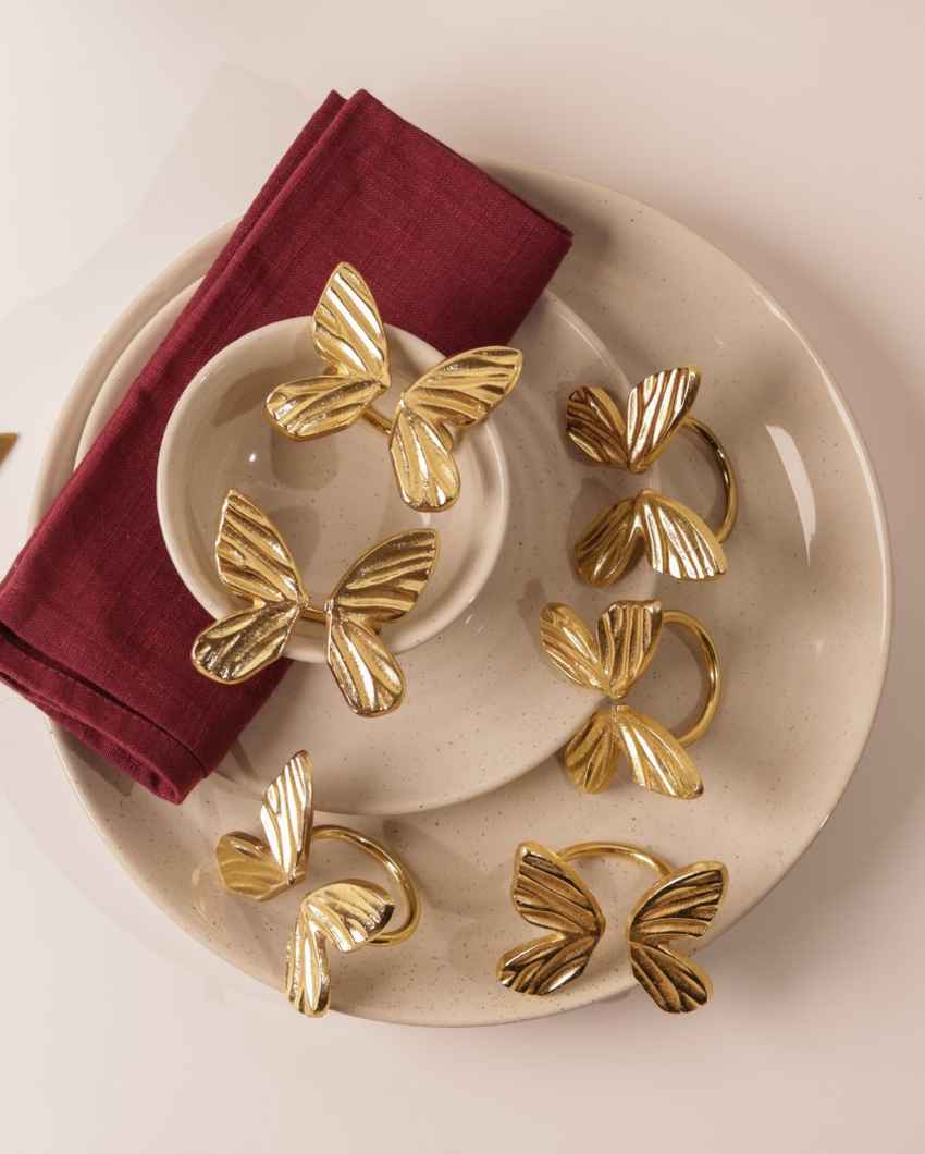 Sophisticated Golden Butterfly Napkin Rings Set | 2 x 2 inches