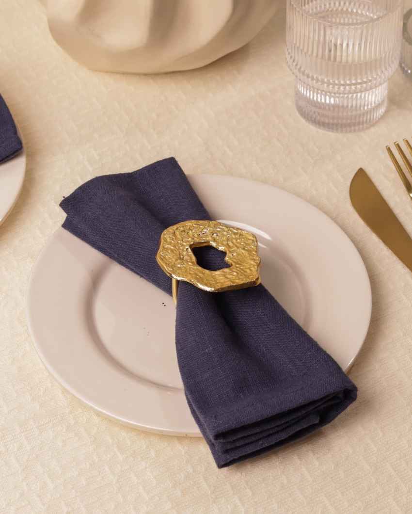 Luxurious Hammered Champagne Gold Napkin Rings Set | 2 x 2 inches