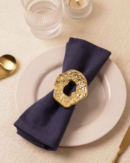 Luxurious Hammered Champagne Gold Napkin Rings Set | 2 x 2 inches