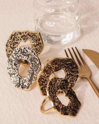 Classic Hammered Antique Gold Napkin Rings Set | 2 x 2 inches