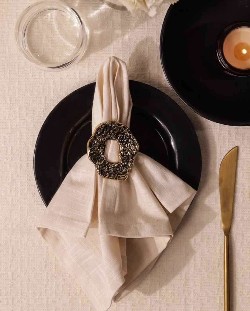 Classic Hammered Antique Gold Napkin Rings Set | 2 x 2 inches