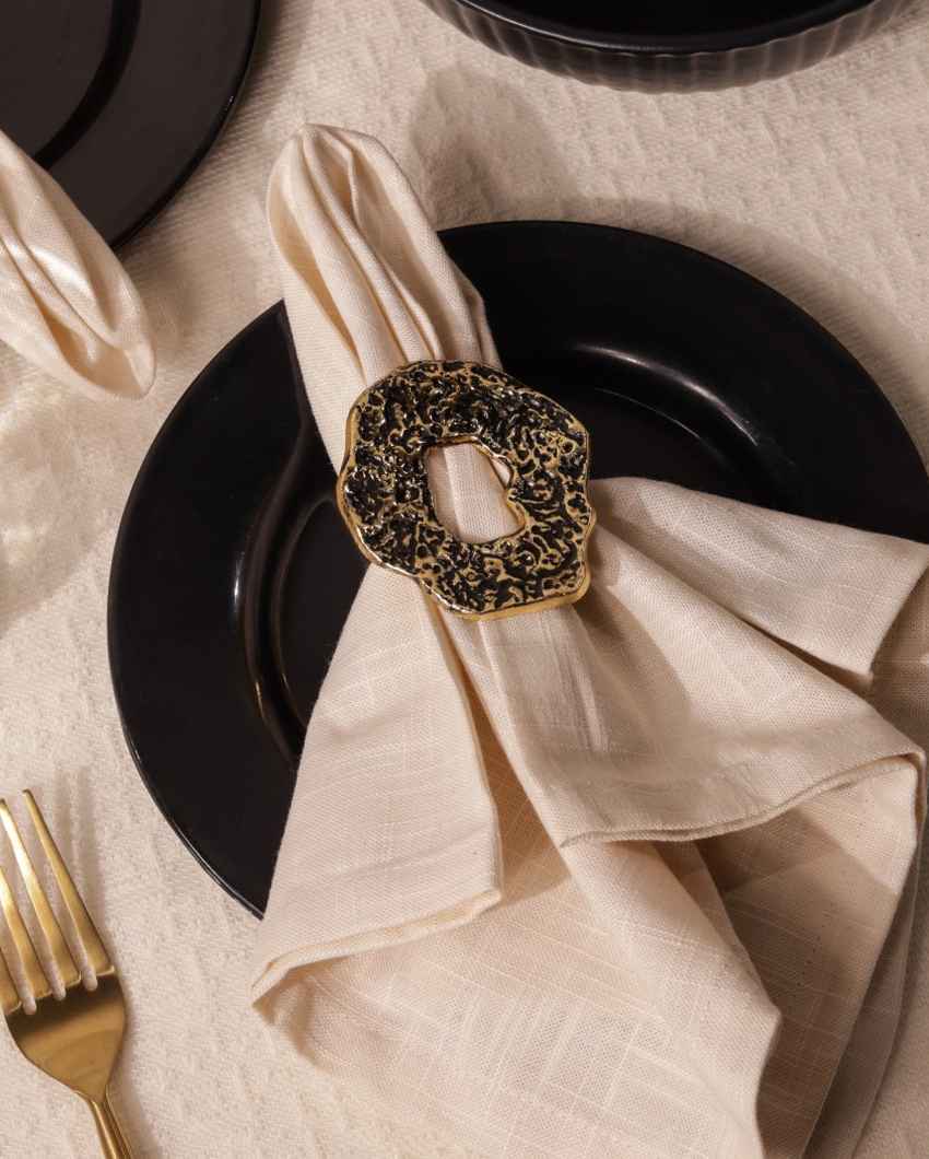 Classic Hammered Antique Gold Napkin Rings Set | 2 x 2 inches