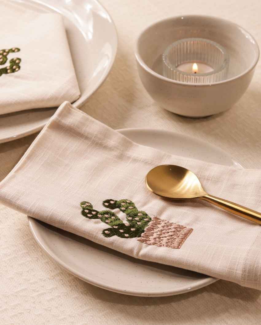 Serene Desert Bliss Cotton Slub Napkins Set | 16 x 16 inches