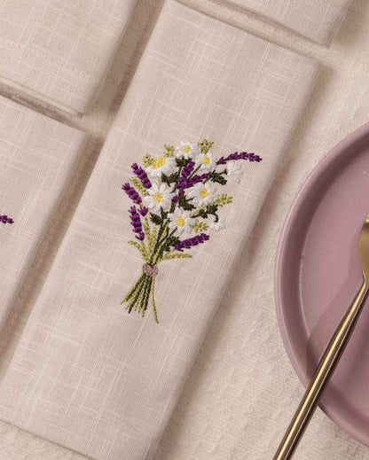 Lovely Lavender Bliss Cotton Slub Napkins Set | 16 x 16 inches