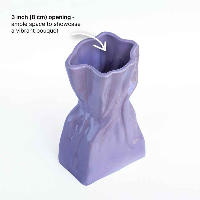 Playful Crumpled Bag Vase Without Plant | 8 x 5 x 3 inches