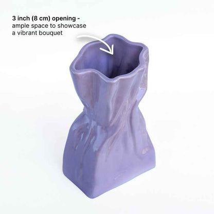 Playful Crumpled Bag Vase Without Plant | 8 x 5 x 3 inches