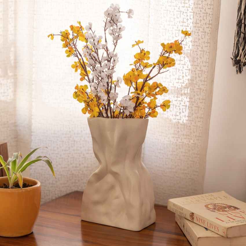 Playful Crumpled Bag Vase Without Plant | 8 x 5 x 3 inches