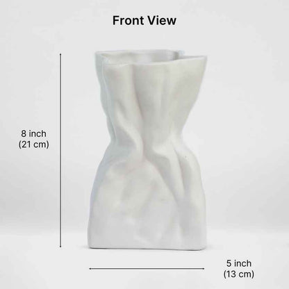 Playful Crumpled Bag Vase Without Plant | 8 x 5 x 3 inches