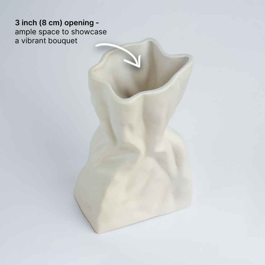 Playful Crumpled Bag Vase Without Plant | 8 x 5 x 3 inches