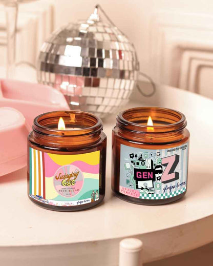 Chic 60s Gen Z Retro Rewind Glass Jar Candles | Set of 2