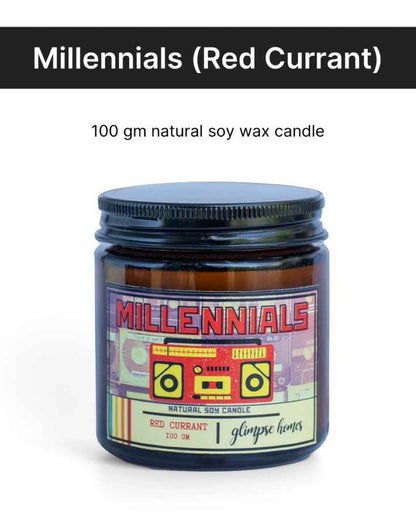 Trendy 70s Millennials Retro Rewind Glass Jar Candles | Set of 2