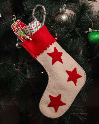 Stars & Snowflakes Felt Christmas Stockings Set | Set of 2