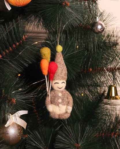 Elf & Mushrooms Christmas Hanging Felt Ornaments | Pack of 4