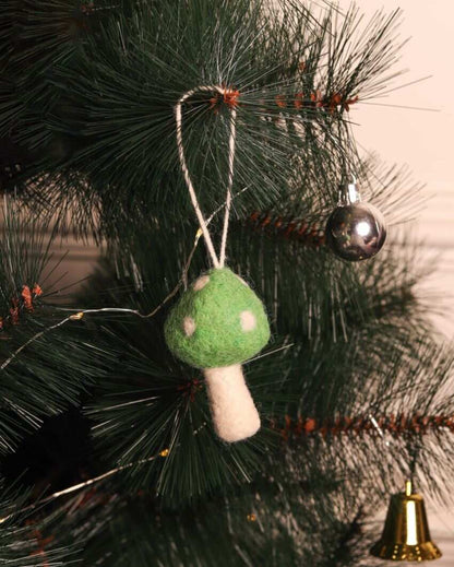 Elf & Mushrooms Christmas Hanging Felt Ornaments | Pack of 4