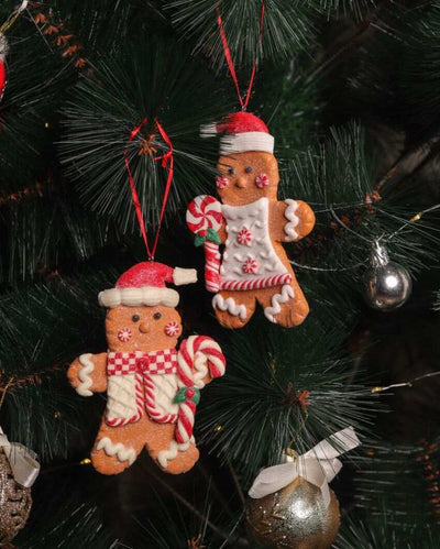 Gingerbread Christmas Festive Hanging Ornaments | Set of 2