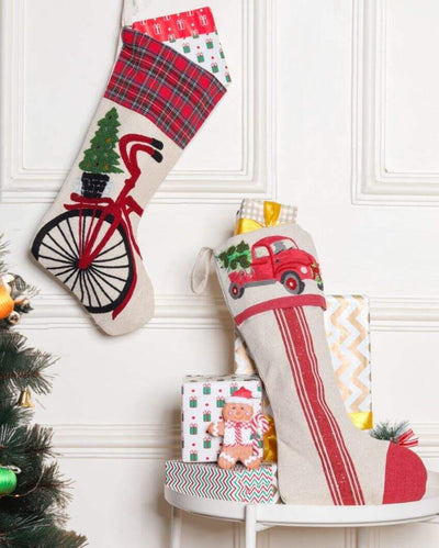 Vintage Christmas Stockings Festive Decoration | Set of 2