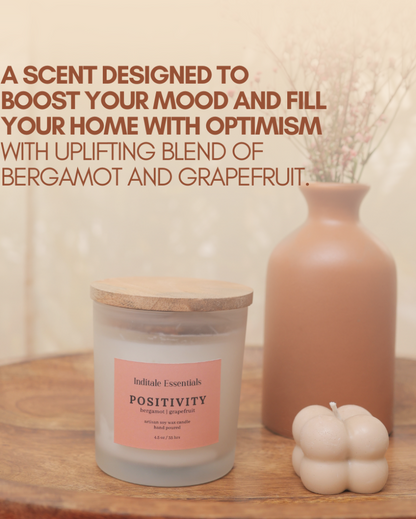 Bergamot And Grapefruit Soy Wax Scented Candle | 7.6 x 7.6 cm / 3 x 3 inches