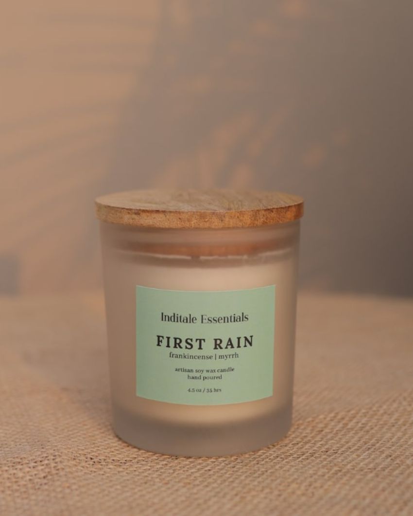 Frankincense And Myrrh Soy Wax Scented Candle | 7.62 x 7.62 cm / 3 x 3 inches