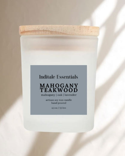 Mahogany And Oak Soy Wax Scented Candle | 7.6 x 7.6 cm / 3 x 3 inches