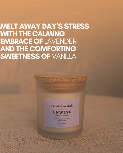 Vanilla And Lavender Soy Wax Scented Candle | 7.6 x 7.6 cm / 3 x 3 inches