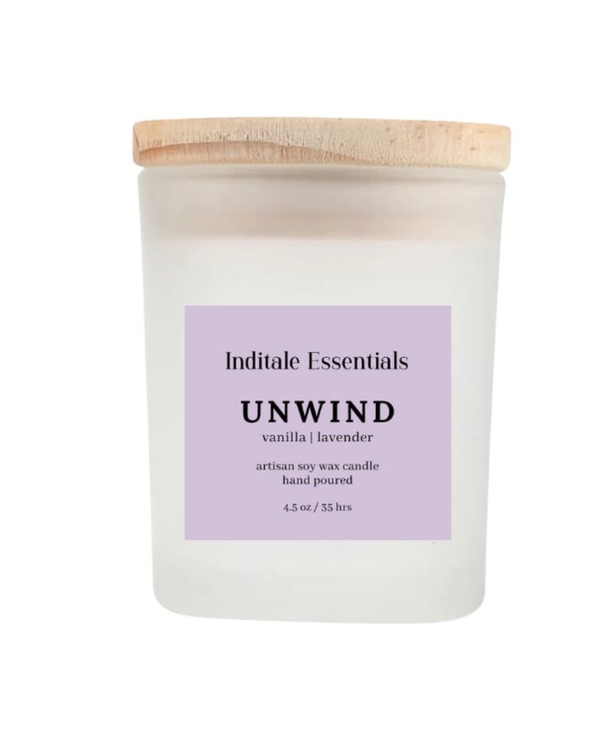 Vanilla And Lavender Soy Wax Scented Candle | 7.6 x 7.6 cm / 3 x 3 inches