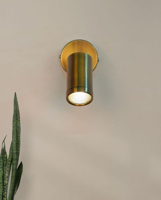 Antique-Brass Finished Cylindrical Contemporary Spot Light