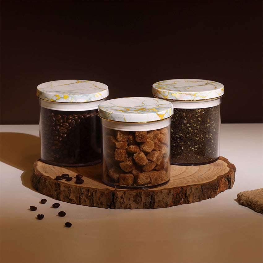Space Saving Sleek Airtight Transparent Storage Containers | 600ml | Set of 3 | 5 x 13 inches