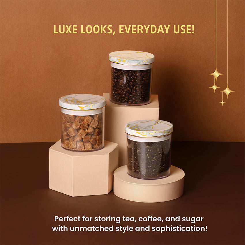 Space Saving Sleek Airtight Transparent Storage Containers | 600ml | Set of 3 | 5 x 13 inches