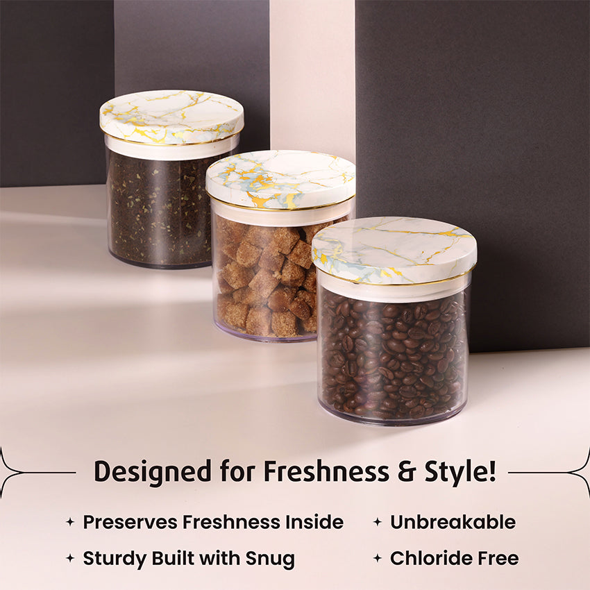 Space Saving Sleek Airtight Transparent Storage Containers | 600ml | Set of 3 | 5 x 13 inches