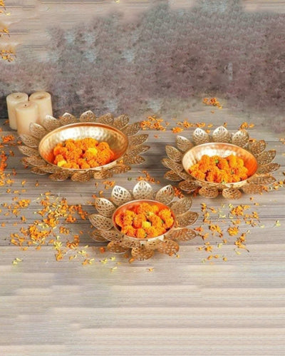 Stylish Golden Iron Urli | Set of 3