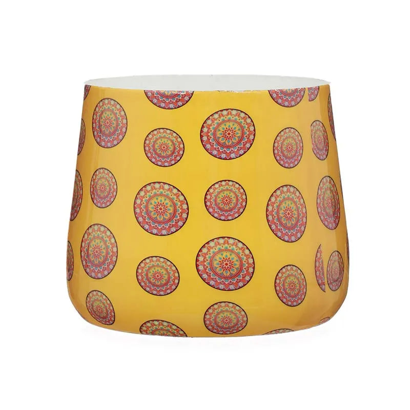 Yellow Table Top Designer Meena Metal Pot Default Title