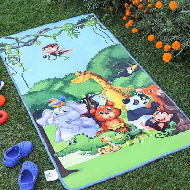 Jungle Friends Kids Velvet Yoga Mat | 60 x 24 inches