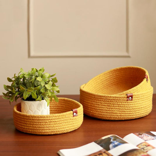 Multi-Purpose Cotton Storage Basket | Set of 3 | Multiple Colors