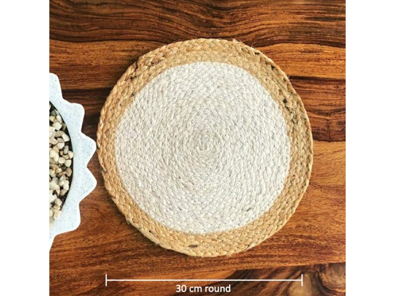 White Round Jute Placemats | 12 Inches | Set of 4,6