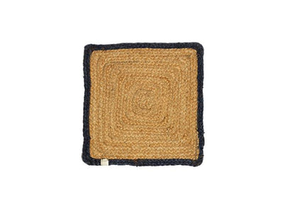 Blue Square Shaped Jute Placemat |13 Inches | Set of 4,6