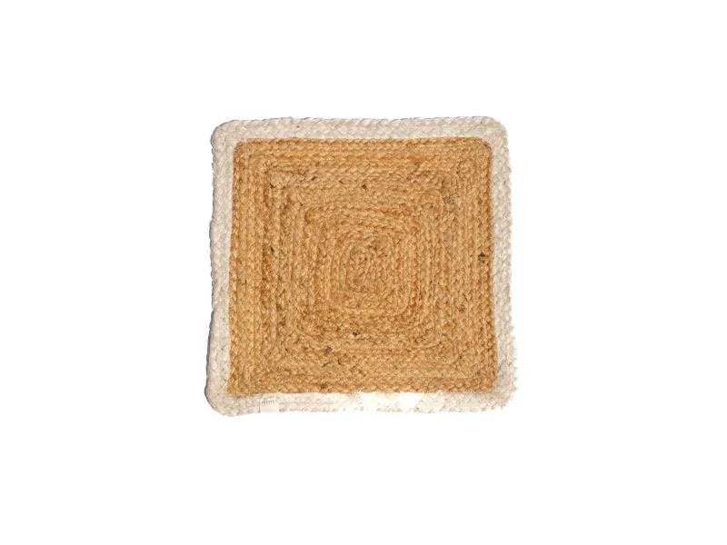 White Square Shaped Jute Placemat 13 Inches Set of 4,6 Dusaan